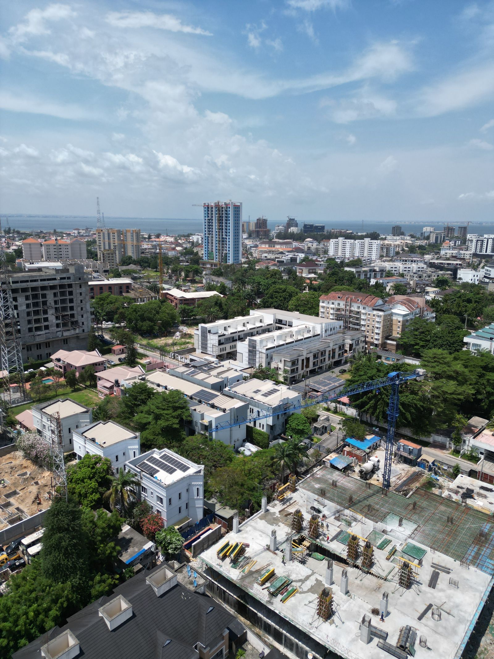 Aerial view of active urban development in Lagos, Nigeria